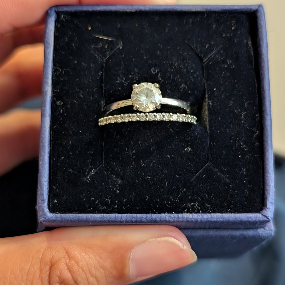 Swarovski Silver Eternity and Solitaire Ring Set - Picture 2 of 5